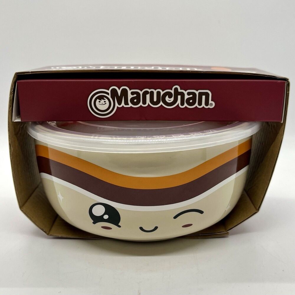 Rare HTF Maruchan Ramen Ceramic Bento Box Bundle W/ Cutlery & Sticker Kawaii